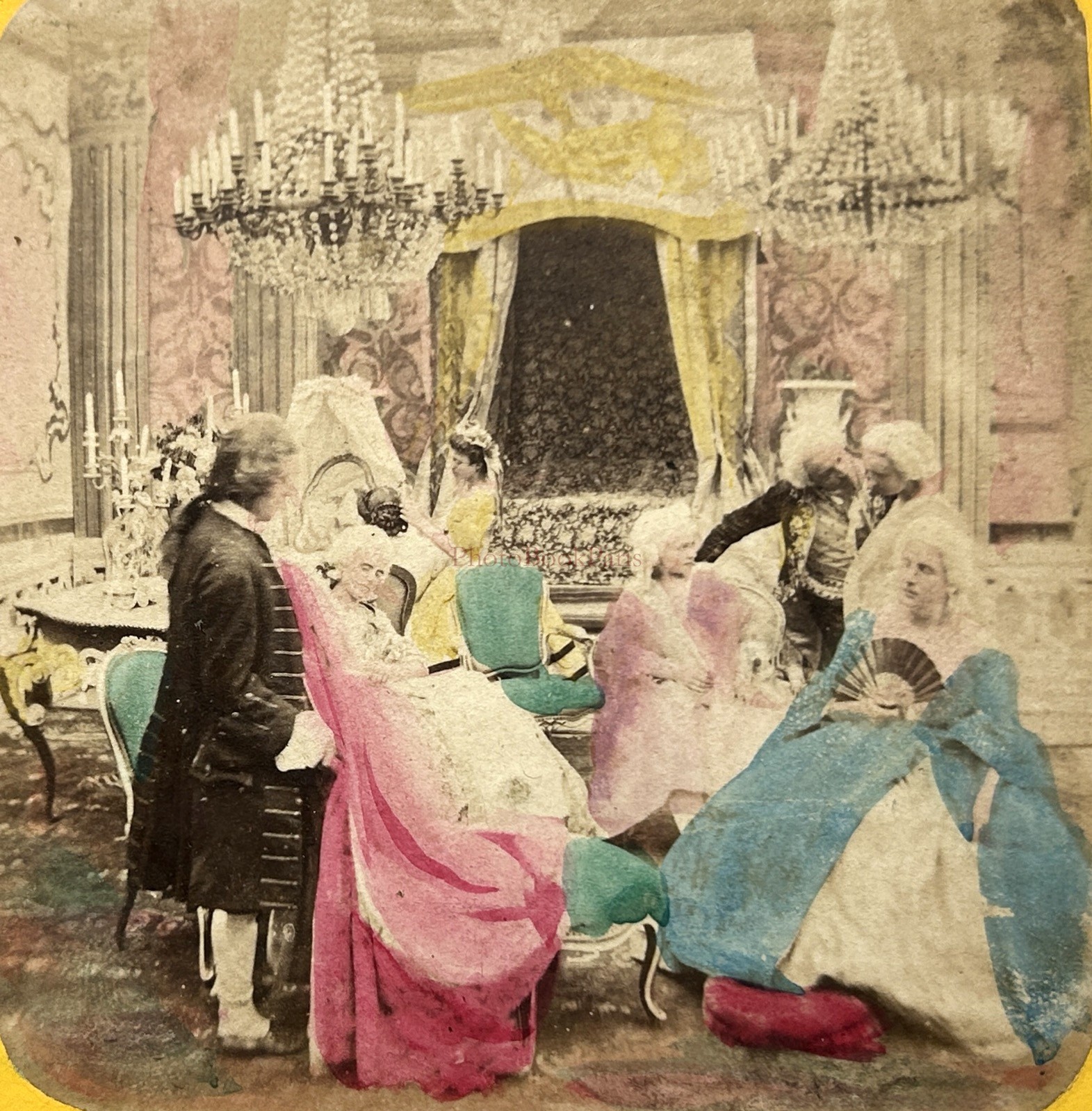 Genre Painting Living Room Fashion Photo Artistic C1860 Stereo Albumin Colored