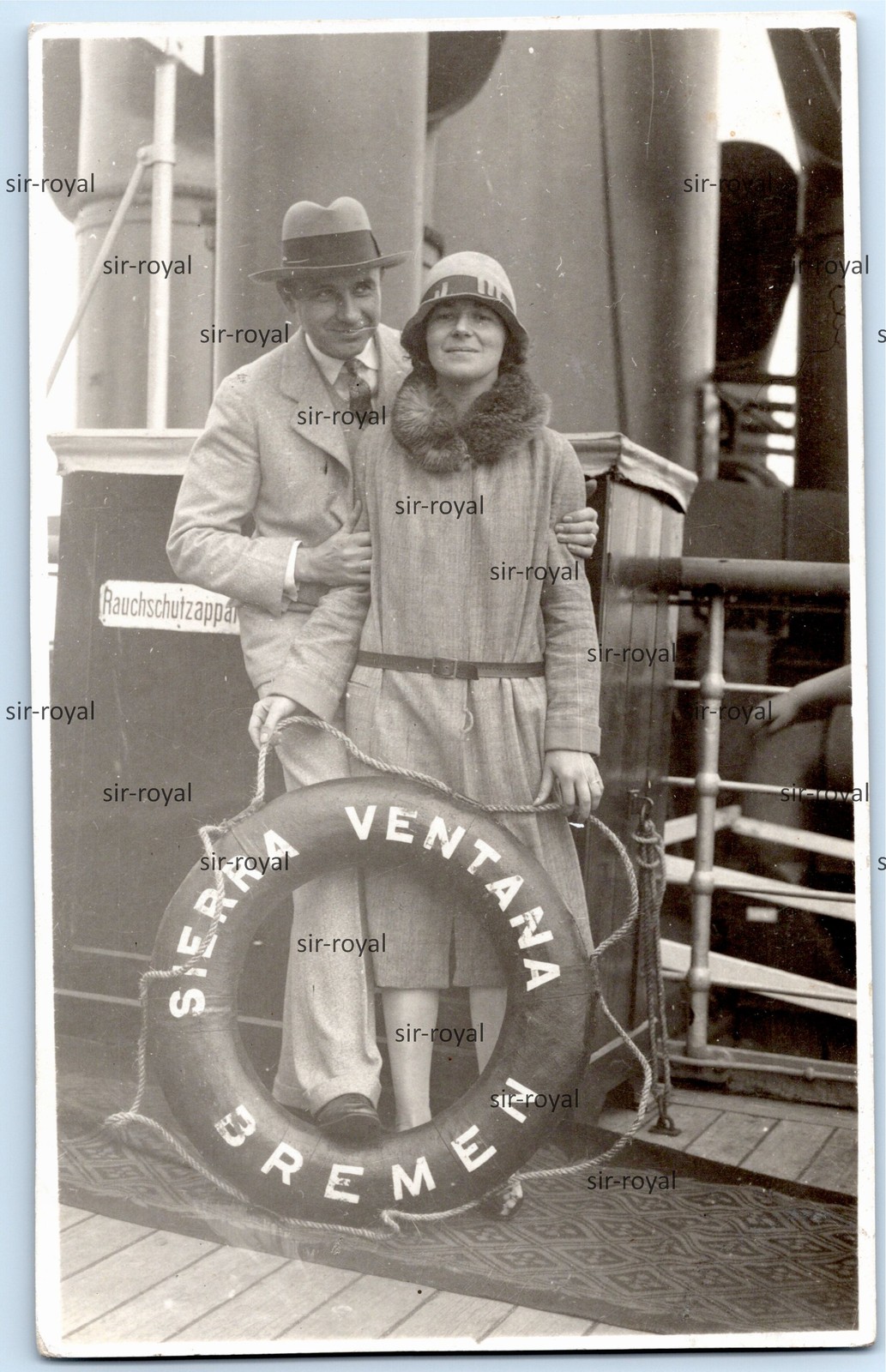 Pair off Sierra Ventana Bremen Ship Lifebuoy around 1930 Photo Postcard 8x13cm