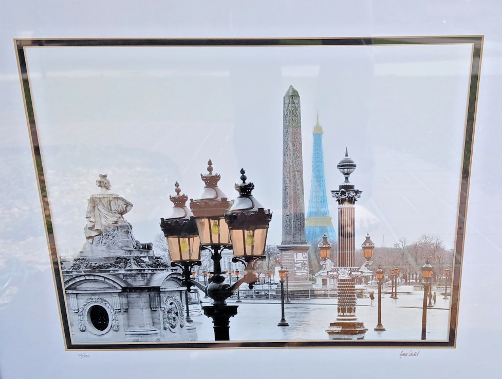 Garry Seidel Signed & Numbered Colorized Photograph Framed Paris Eiffel Tower