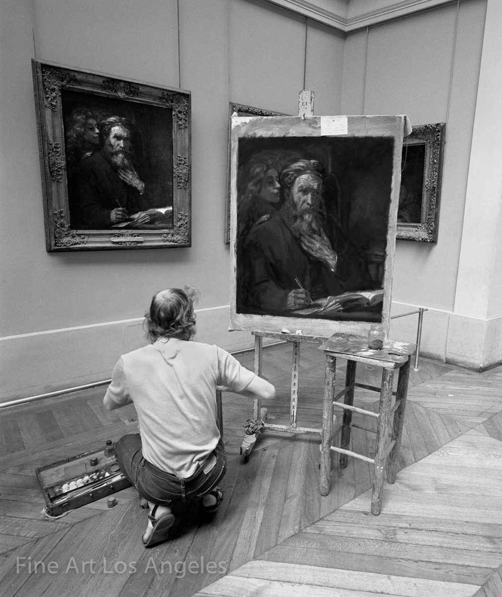 Neal White photo, Man Painting a Painting, Paris, 1974