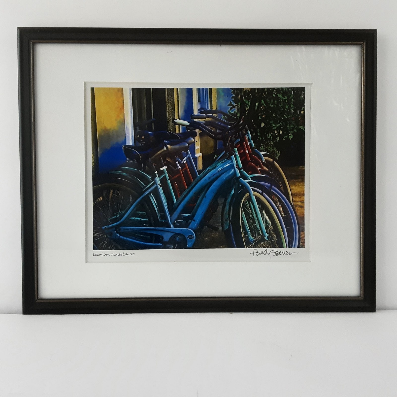 Photo Art Colorful Bicycles Charleston SC by Spencer Matted Framed 15×12