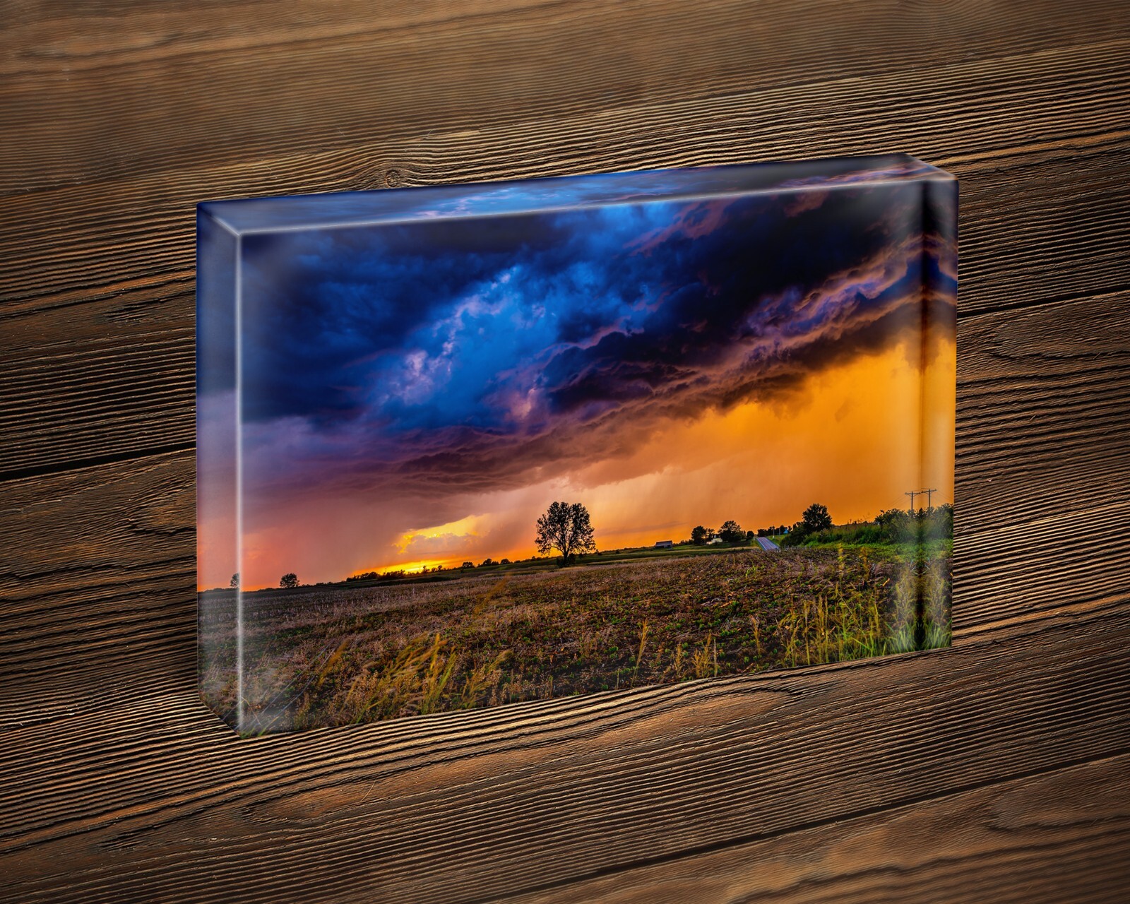 Storm photography print Iowa landscape wall art photo colorful sunset picture