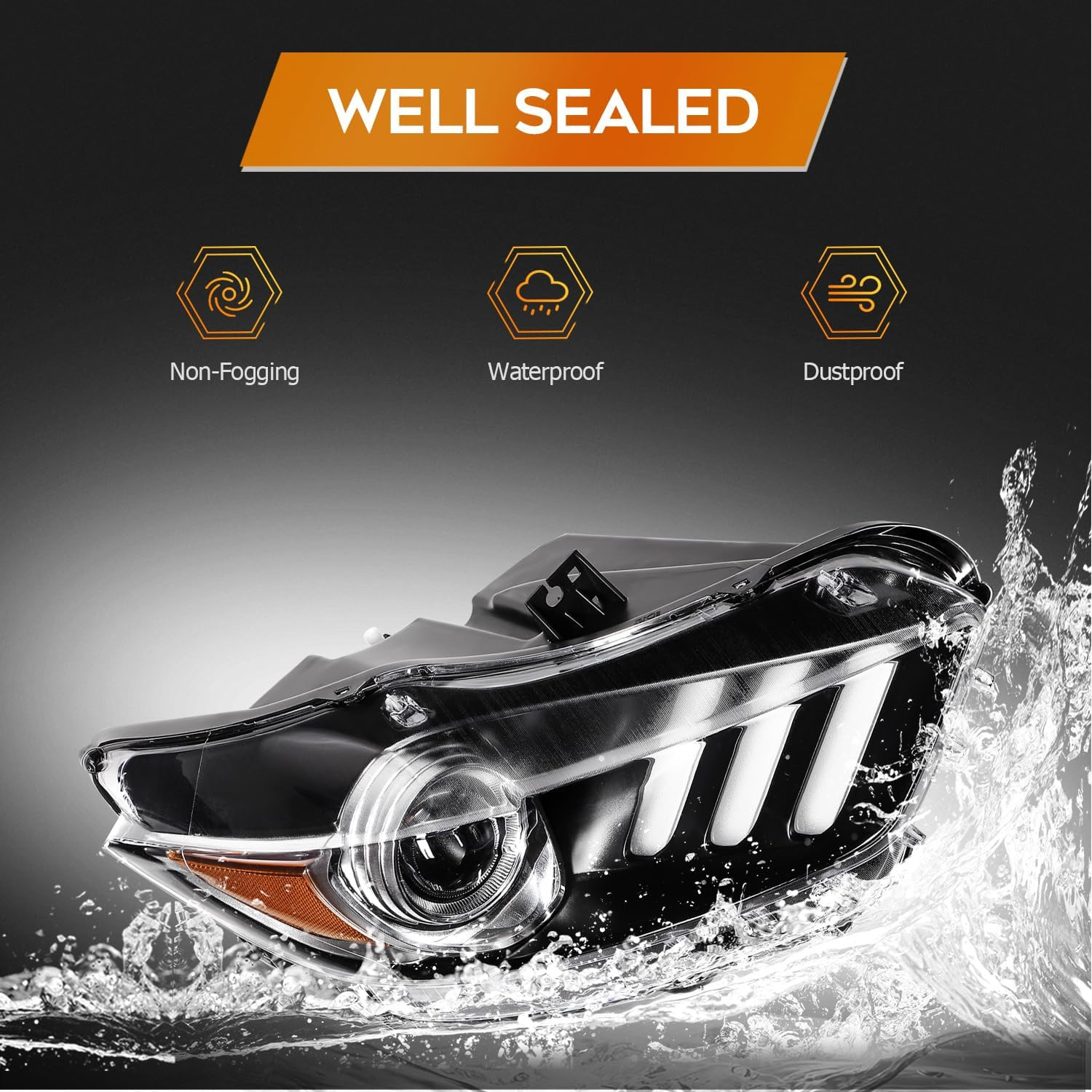 Headlight Assembly Fit for Ford Mustang 2015-2020 Xenon Type | Fit 2015-2020 for