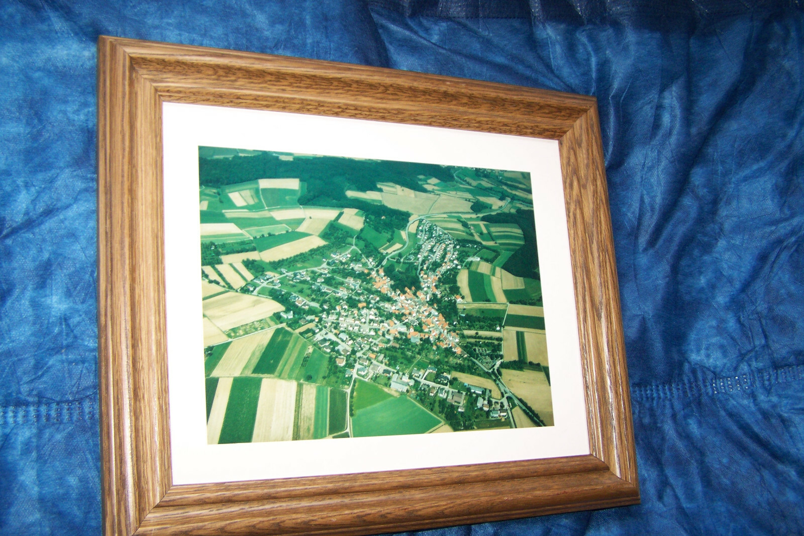 Aerial view Daisbach original photo from 1986 framed in real wood aero color picture