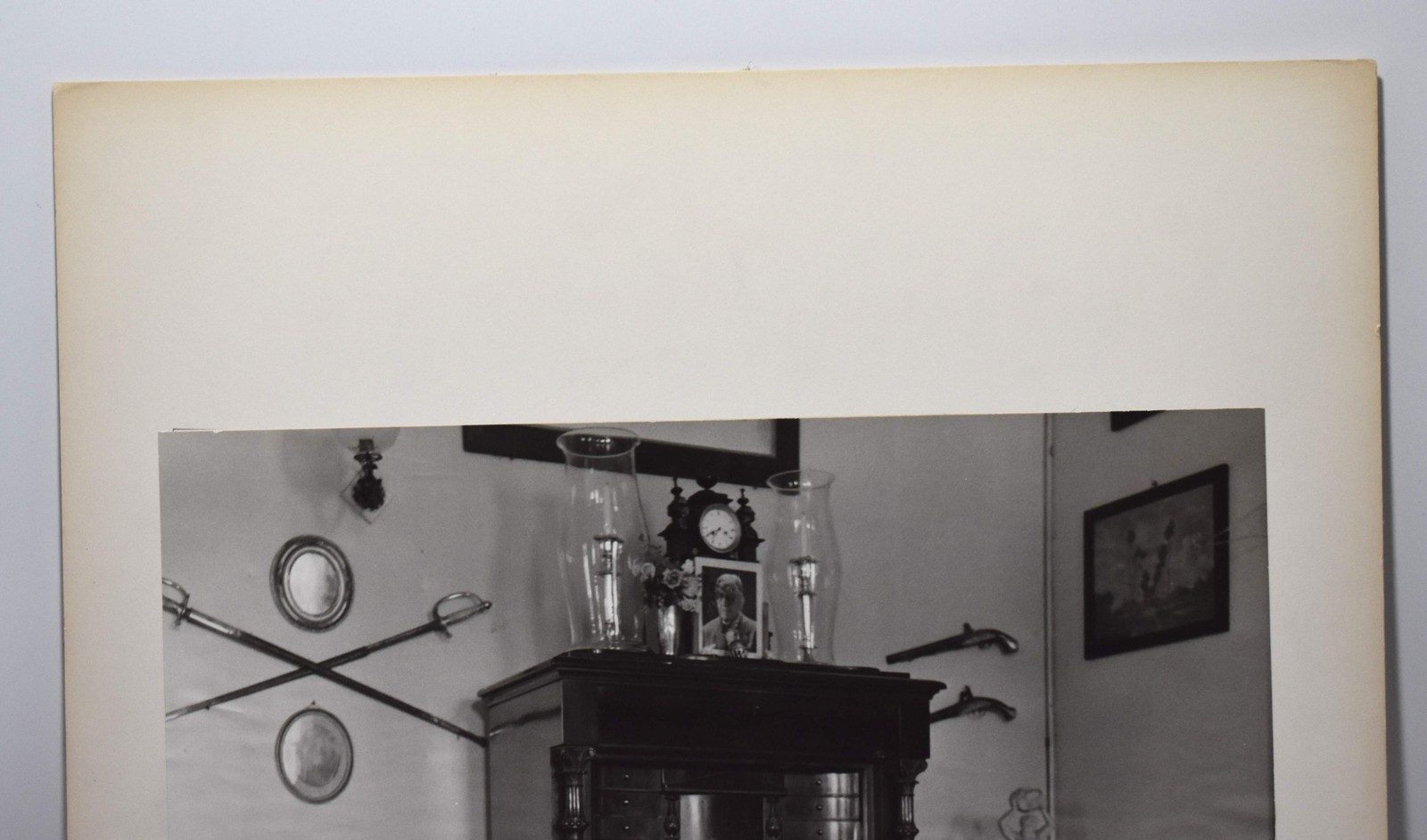 Vtg J.W. Howlett Black + White Photograph Focusing on a Large Piece of Furniture