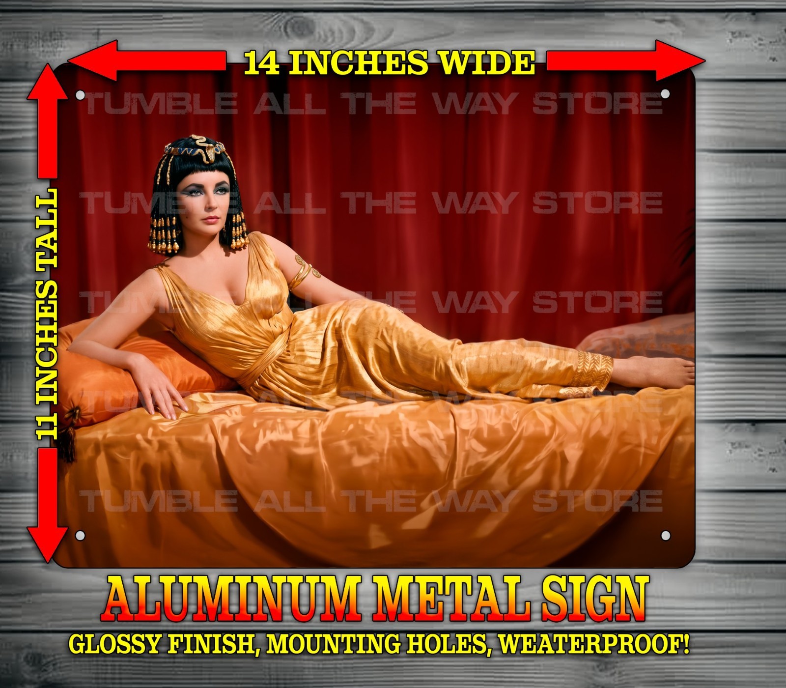 Sexy Cleopatra 1963 Elizabeth Taylor Full Metal Sign Wall Art 14″ x 11″