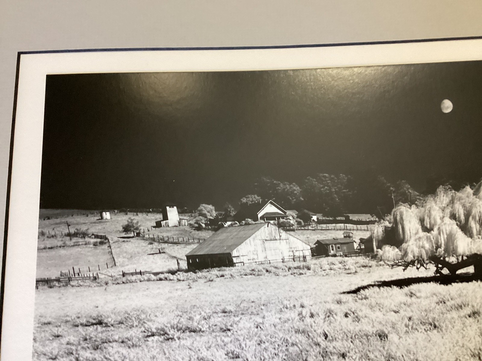 Bob Werling Signed #25 Farm & Moon Black & White Framed Decorator Edition Print