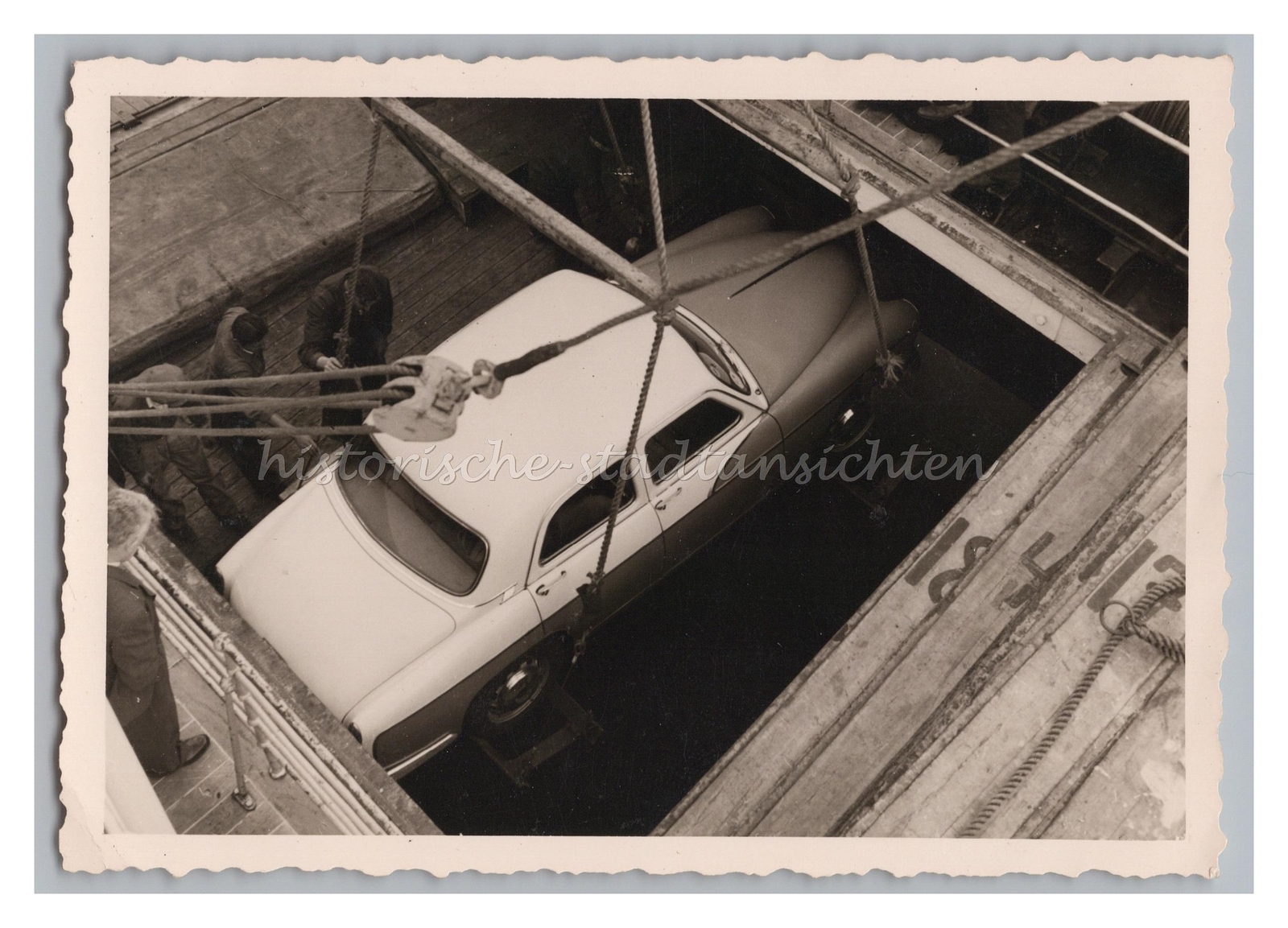 Car Loading On Ship – Travel Professions – Vintage Photo 1950s