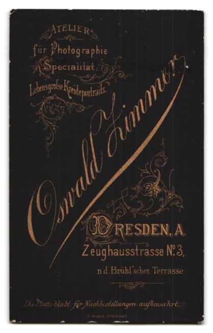 Photograph Oswald Zimmer, Dresden-A, Zeughausstrasse 3, portrait young lady in