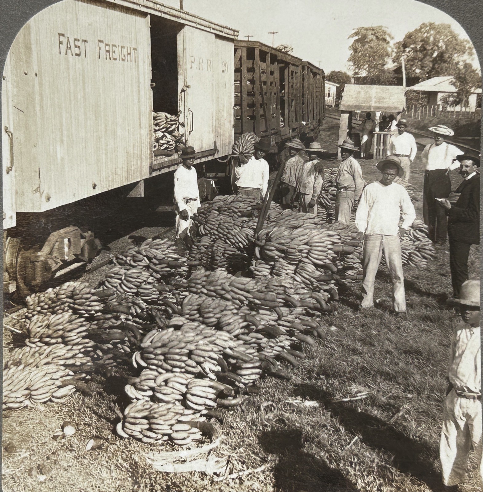 Costa Rica Banana Load On The Train C1900 Stereo Photo Vintage