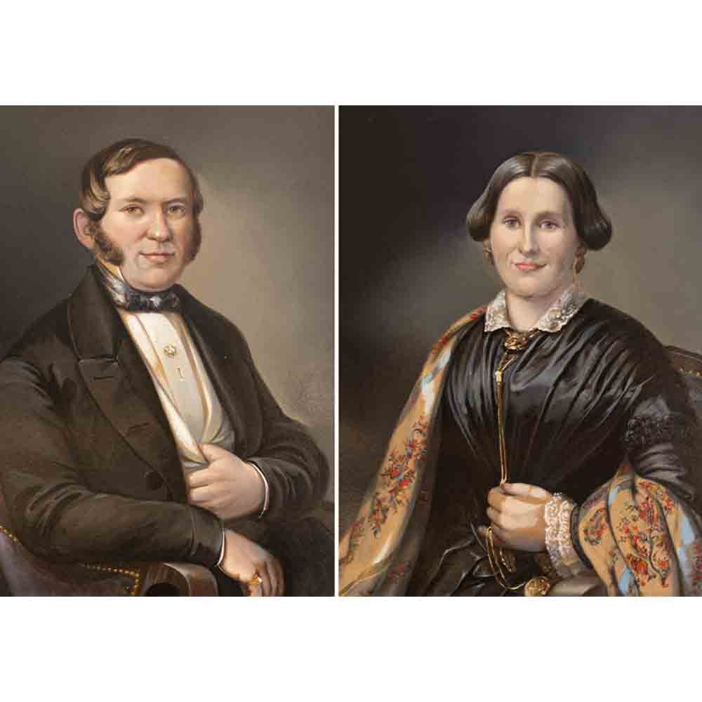 Double Portrait Couple Photographic Studio Georg Fast Color Photograph 1895