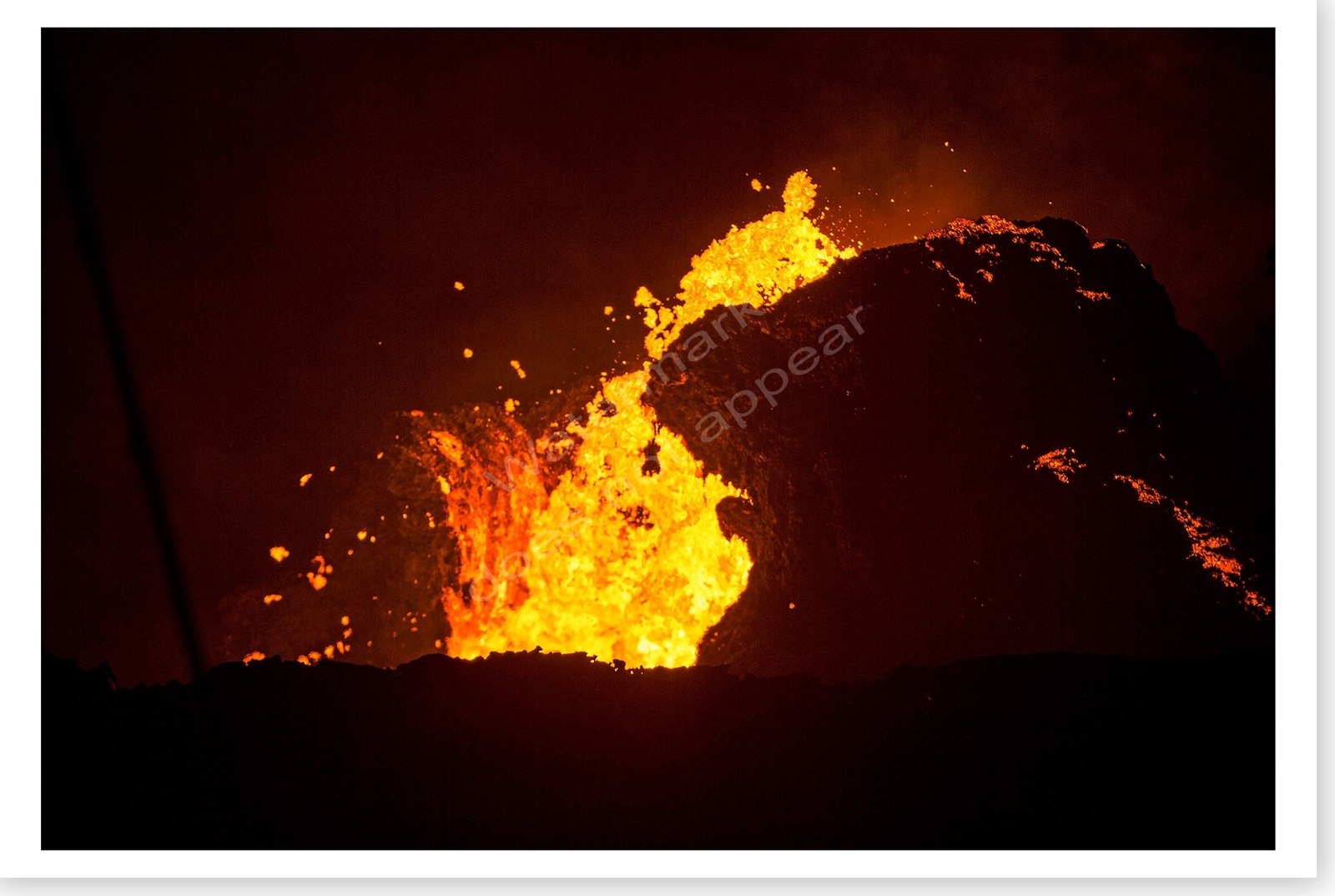 2018 Volcanic Lava Fountain Pahoa Hawaii Kīlauea Volcano Silver Halide Photo