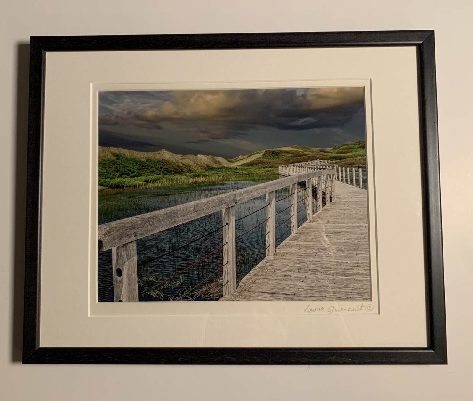 Boardwalk P.E.I. Stormy Sky Photo Reproduction Leona Arsenault Matted Framed