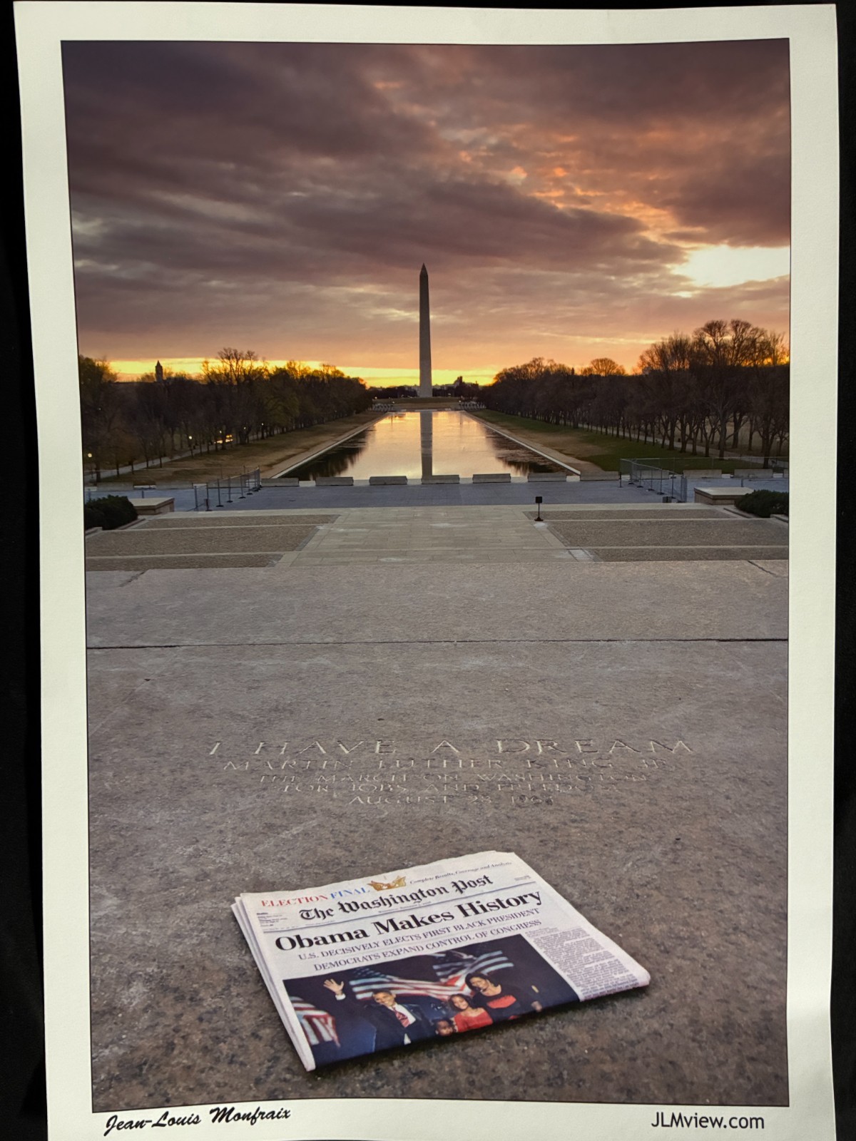 OBAMA MAKES HISTORY 9×13″ photo by Jean-Louis Monfraix. Suitable for framing.