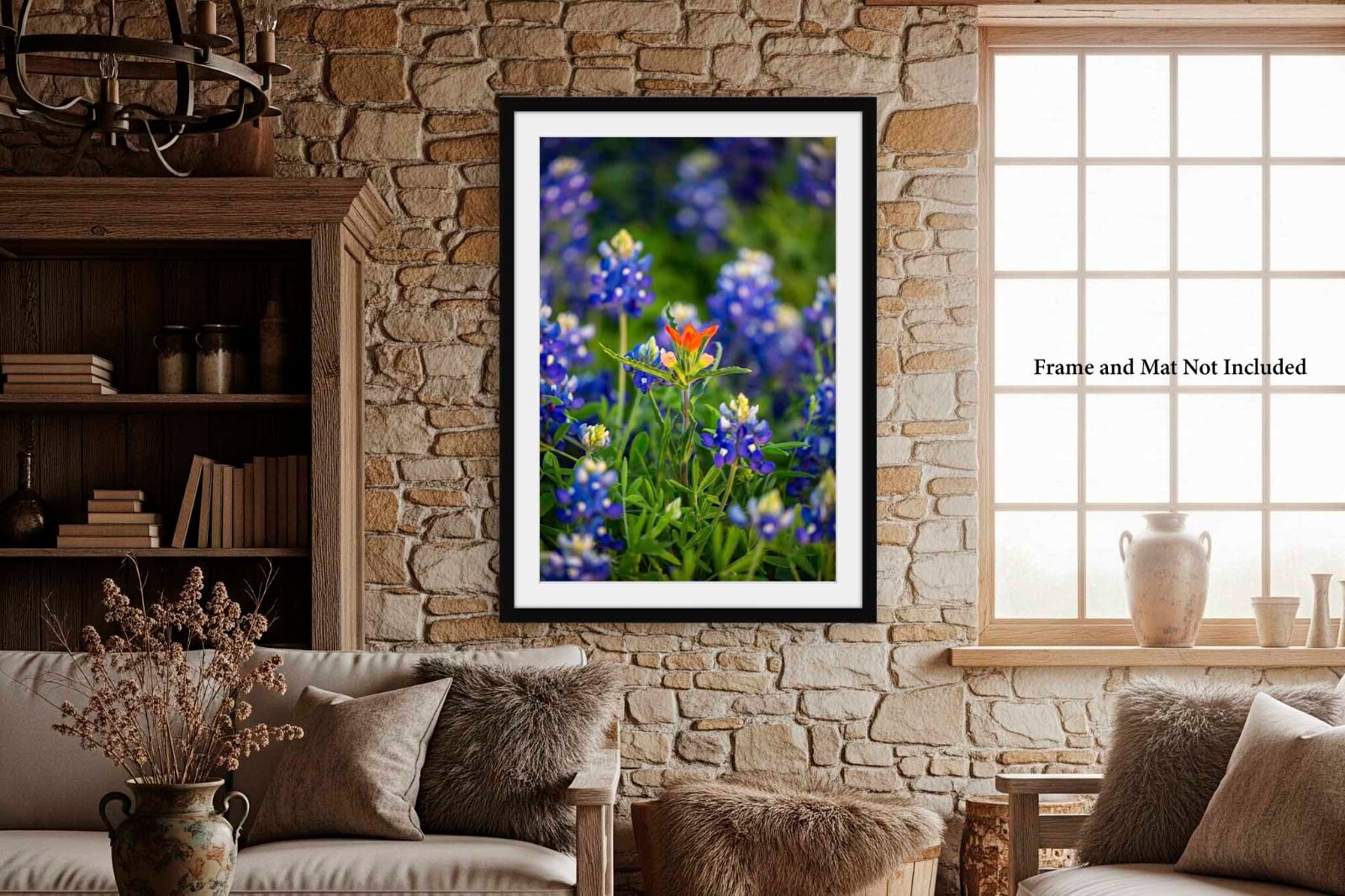 Flower Photography Print – Picture of Indian Paintbrush and Texas Bluebonnets