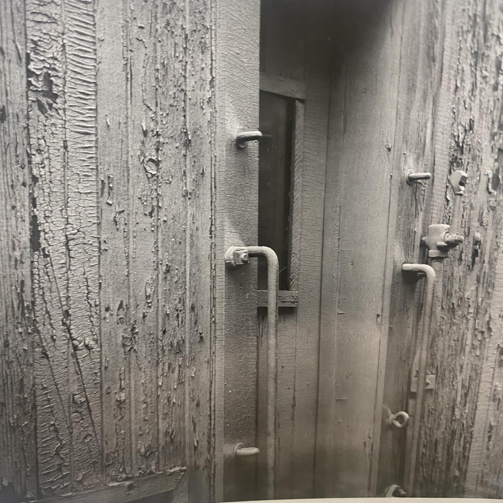 Weathered Railroad Boxcar Door Rails 4×5 Black White Glossy Photograph Original