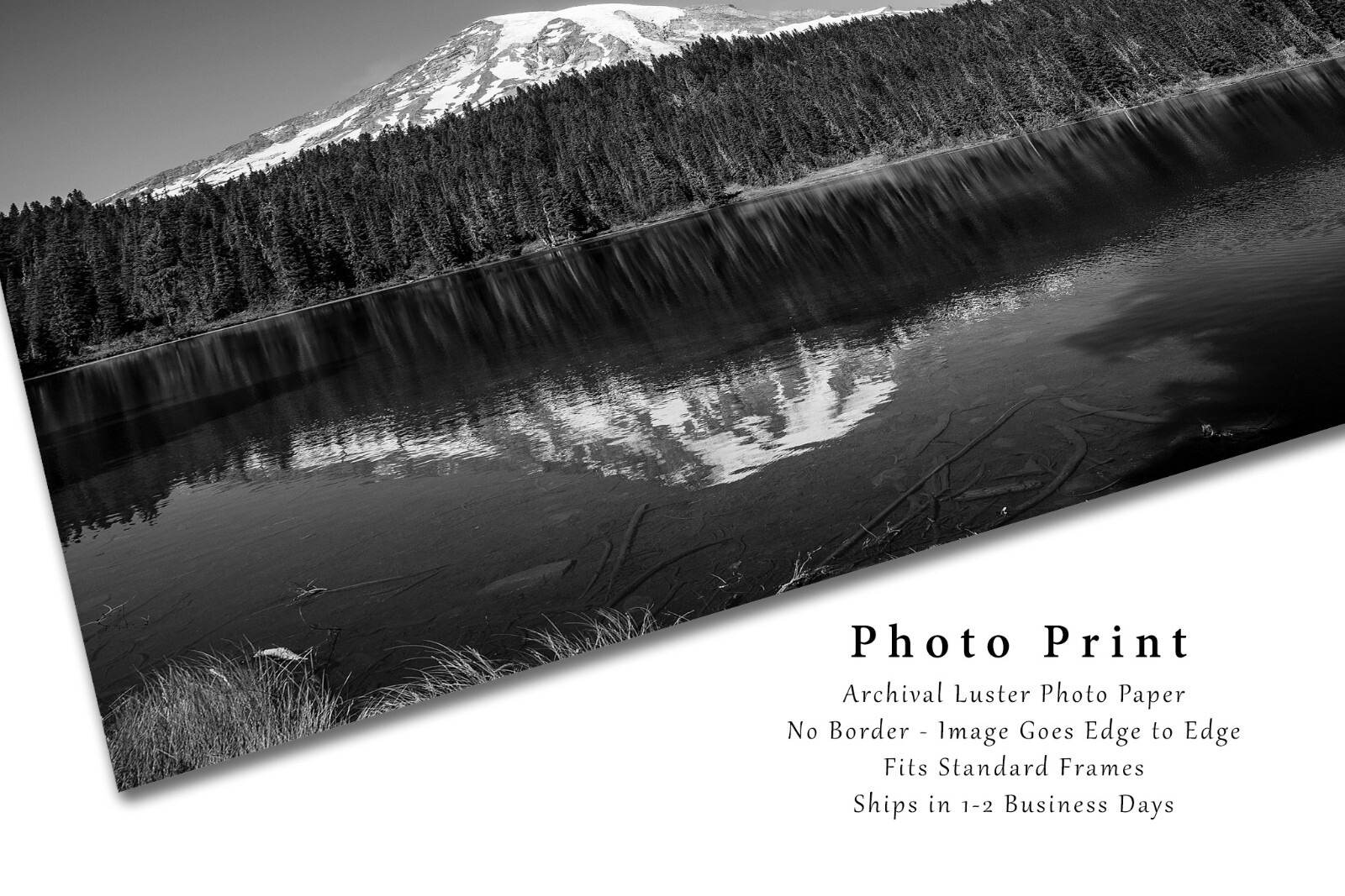 Pacific Northwest Photography Print – Mount Rainier in Black and White