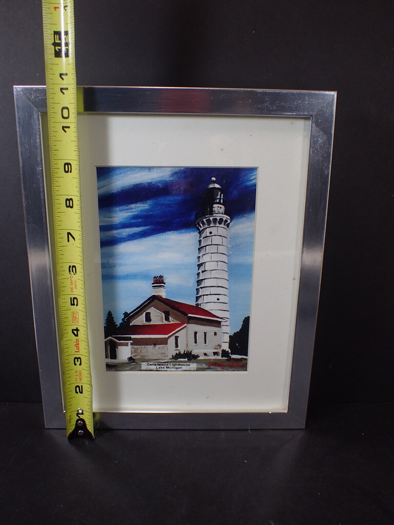 Mary A. Segur Print Cana Island Lighthouse Michigan Metal Framed 11×9