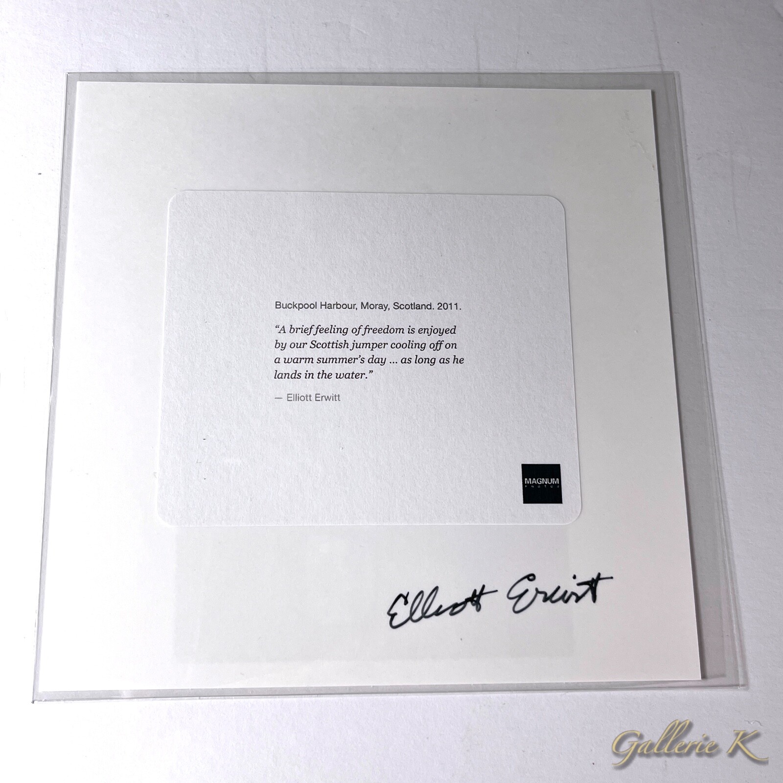 HAND SIGNED ELLIOTT ERWITT BUCKPOOL HARBOR 2011 – MAGNUM SQUARE PRINT 2018 NEW