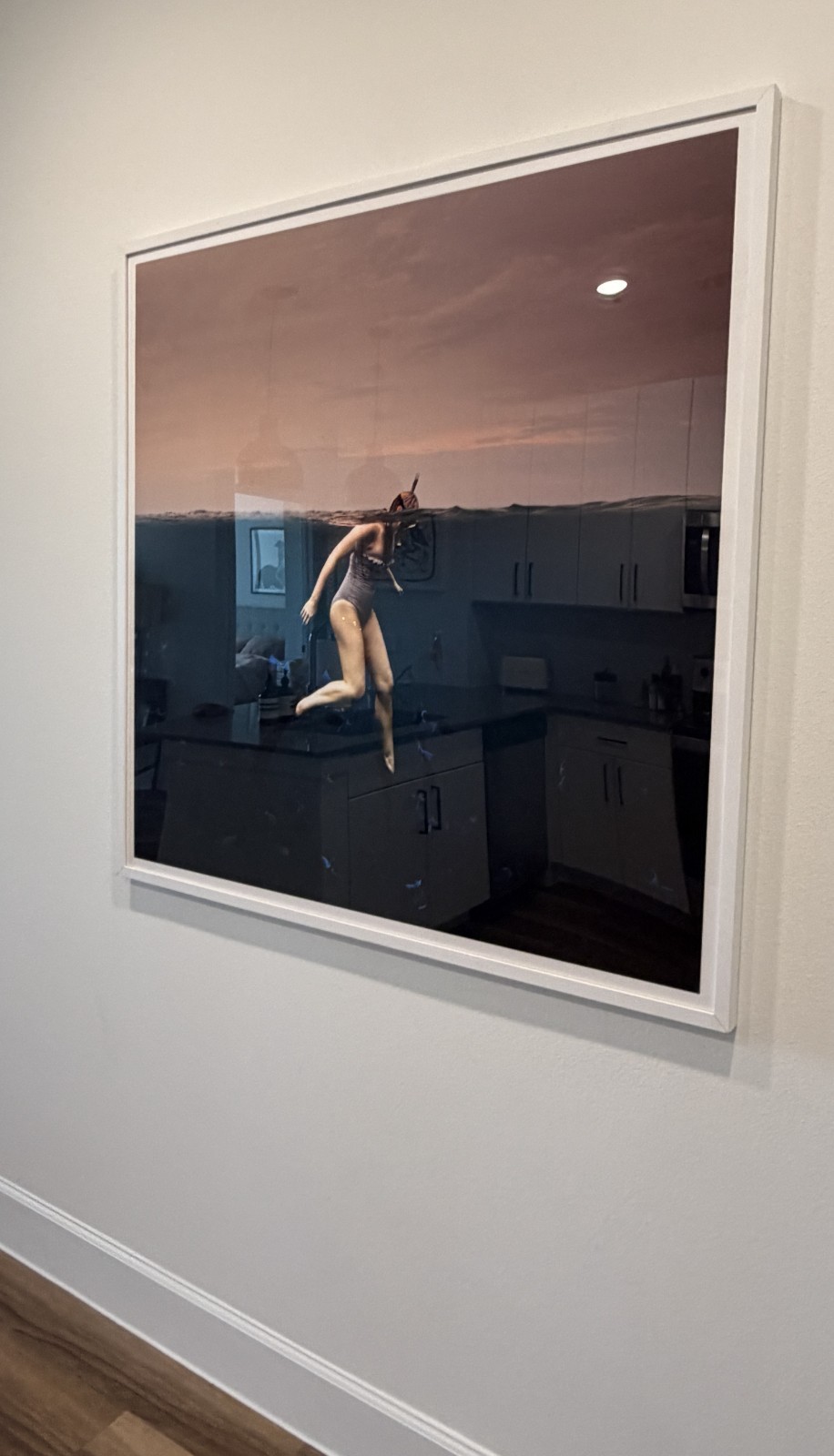 Large Framed Fine Art Photography – Girl Snorkeling in the Indian Ocean – Fish