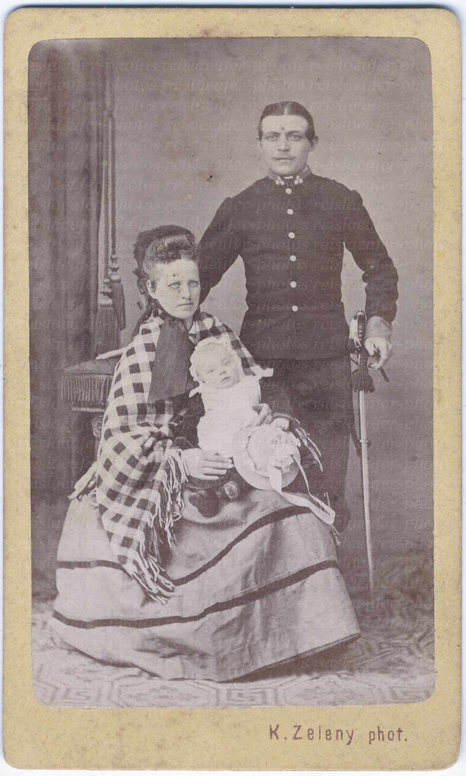 Soldier family from Josefstadt, original CDV photo, from 1873