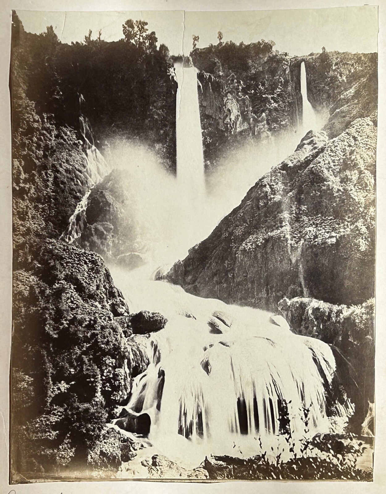 Italy ROME Rome Cascade by Terni c1865 Photograph Vintage Album Tear