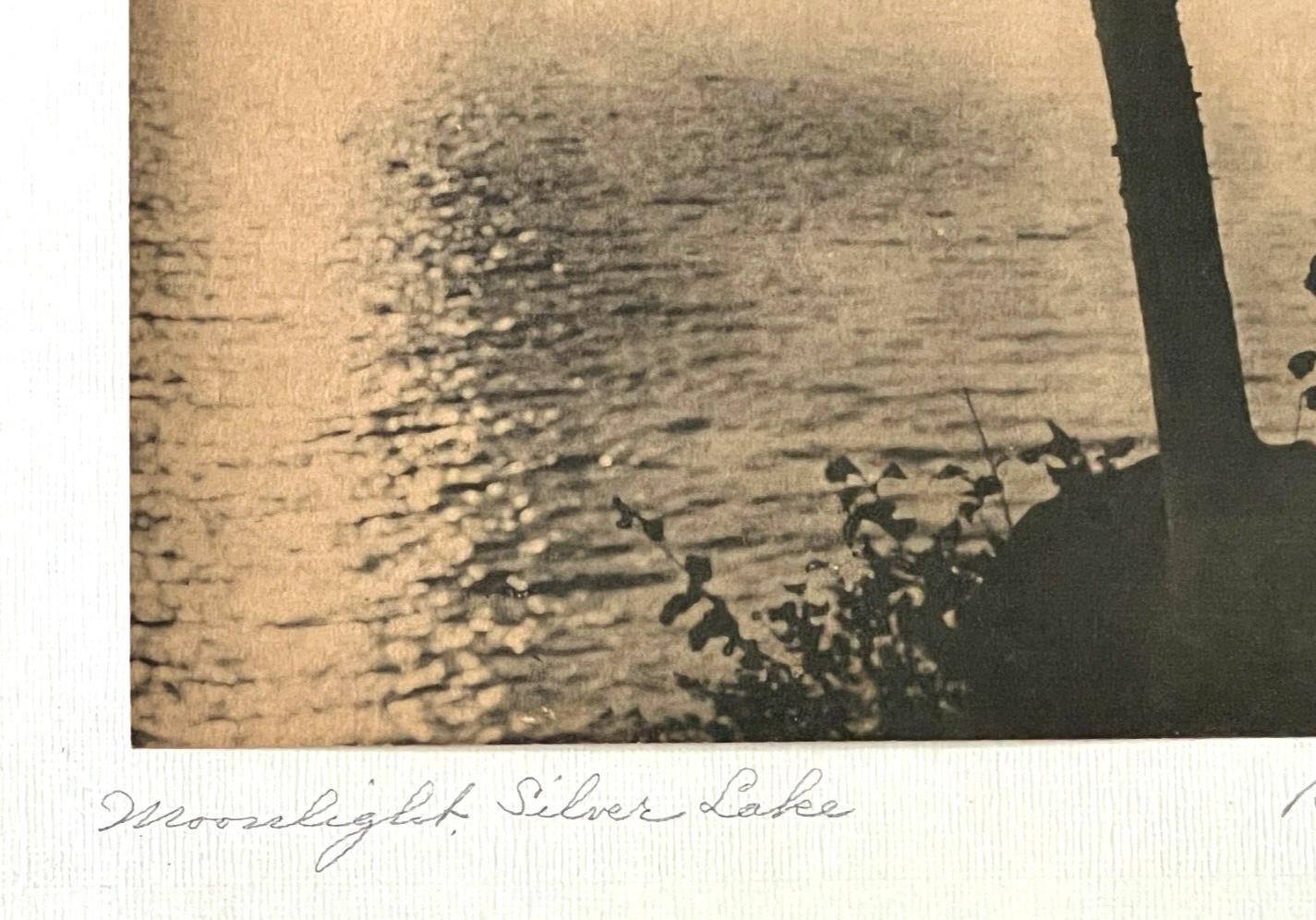 Hall Burrowes “Moonlight Silver Lake ” Hand Colored Photo Nutting Peer