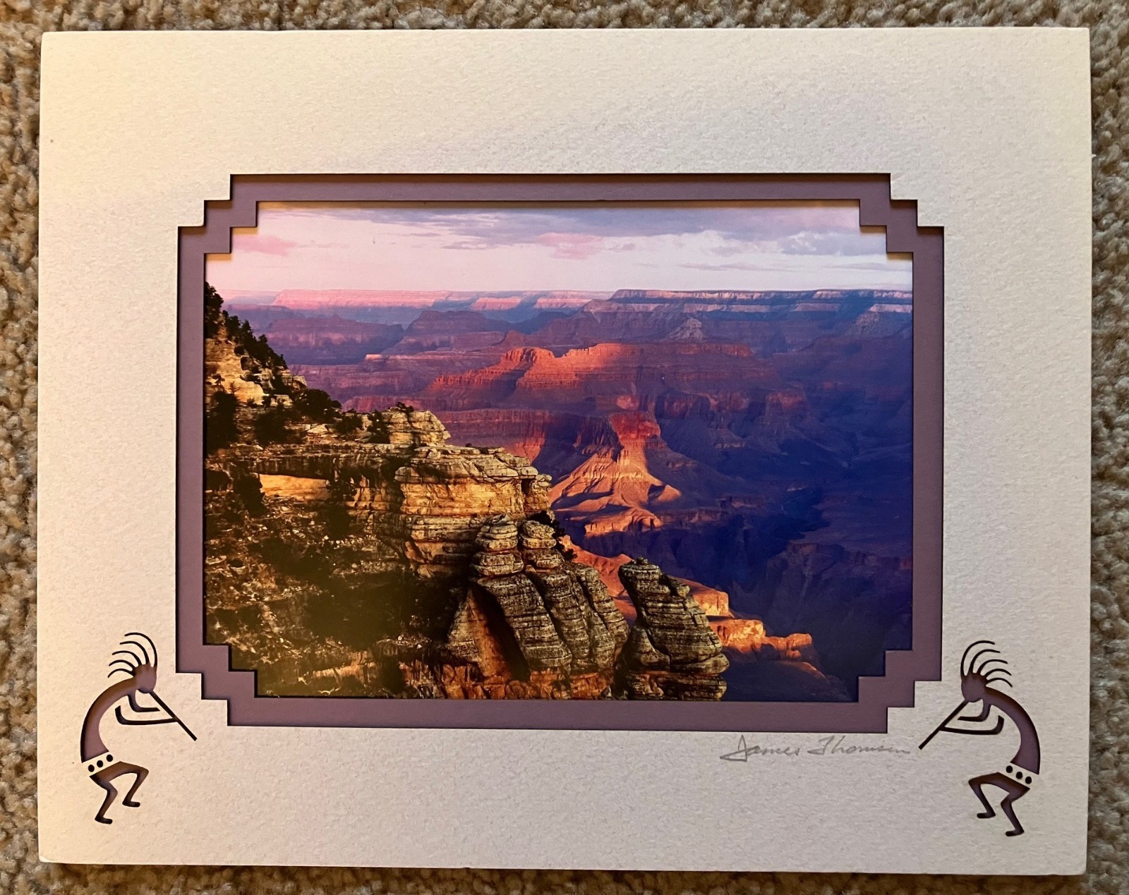 JAMES THOMSON Photo Grand Canyon Sunrise Mather Point South Rim Matted & Signed