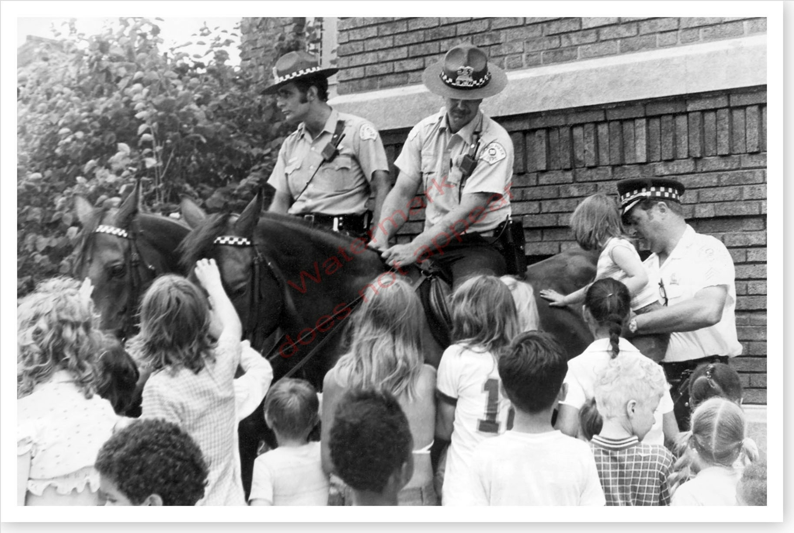 Chicago Police Department Mounted Unit Horses With Children Silver Halide Photo
