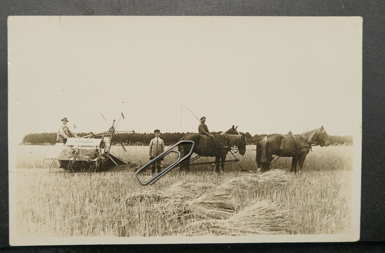 Photo Postcard Portrait Krupp Machine Farmer Farmer Horse Advertising Technology Old