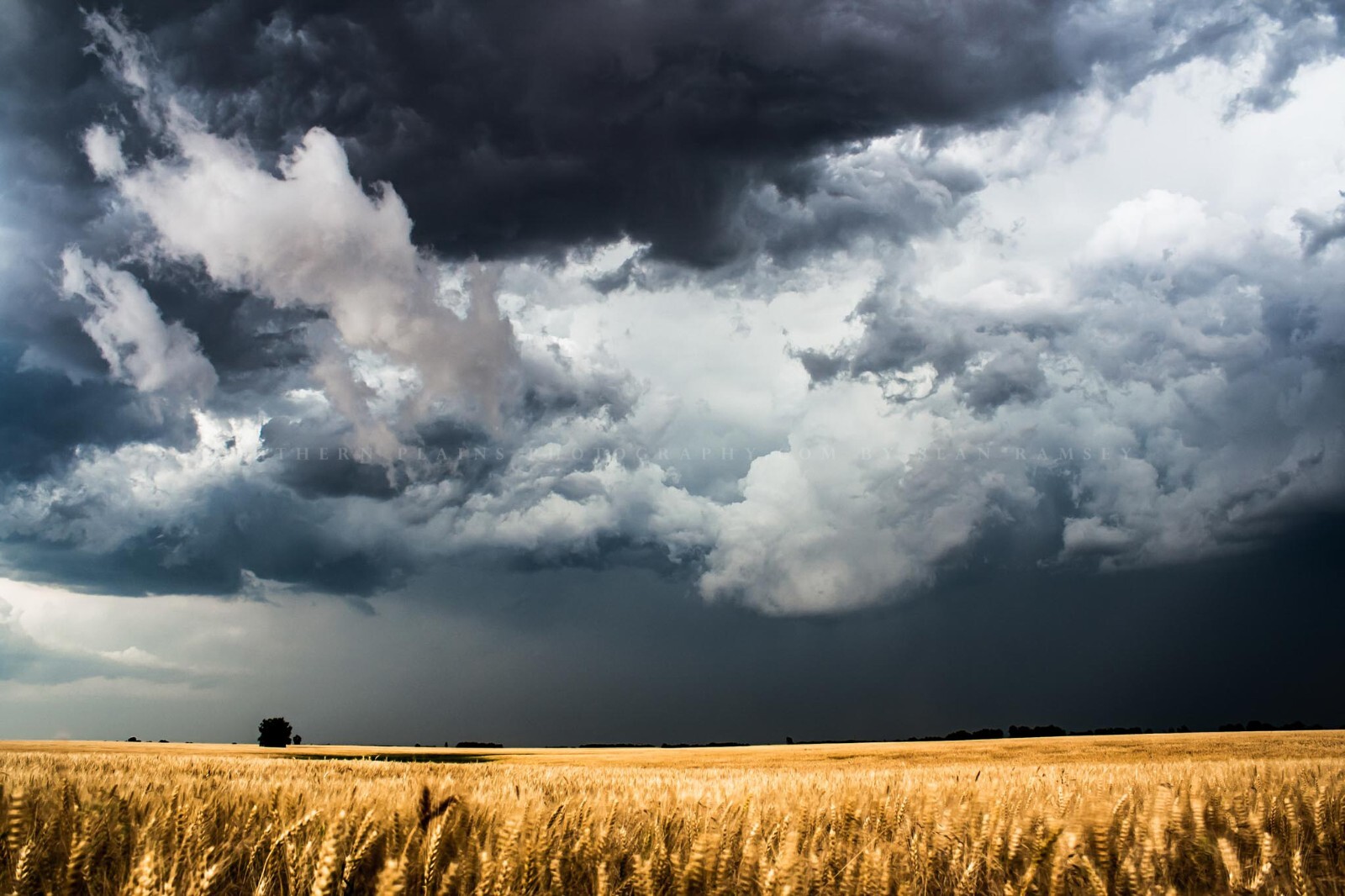 Country Photography Print – Picture of Storm Clouds Over Wheat Field in Kansas