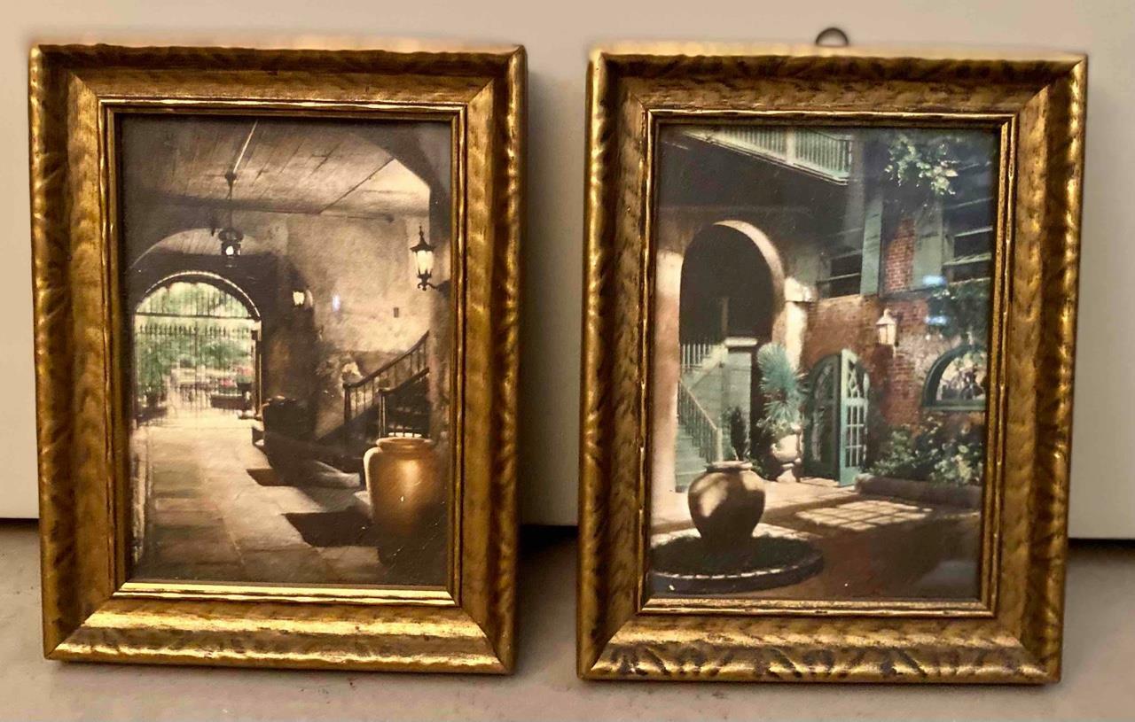 PAIR OF OLD MINIATURE NEW ORLEANS DELACROIX TINTED PHOTOS