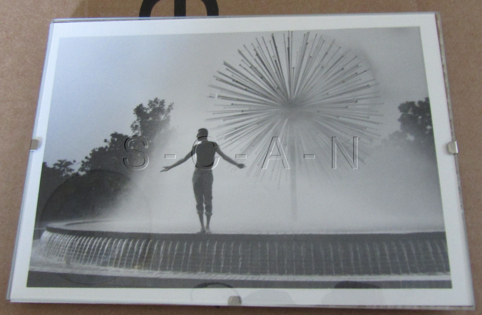 Vintage Gay Interest 5 x 7 Real Photo- Framed- Man- Water Fountian- Starburst