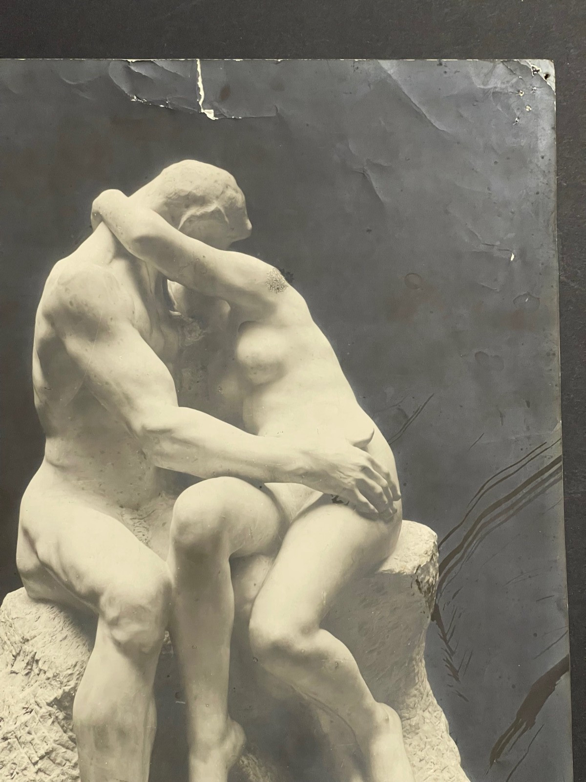 Large Antique Photo Sculpture The Kiss Auguste Rodin Luxembourg Museum