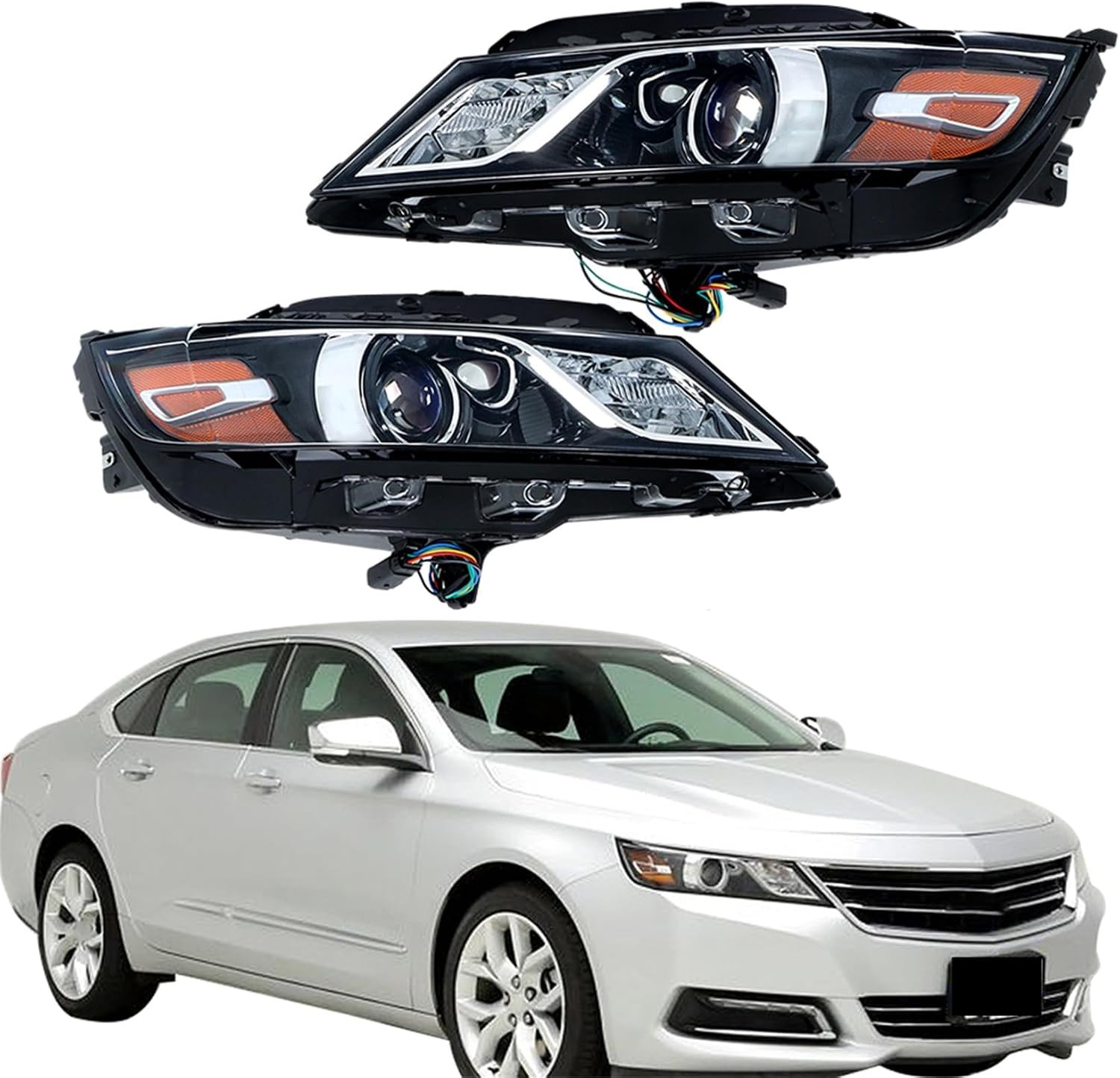 Headlights Assembly Halogen Replacement for Impala 2015-2020 Housing Black Lamp