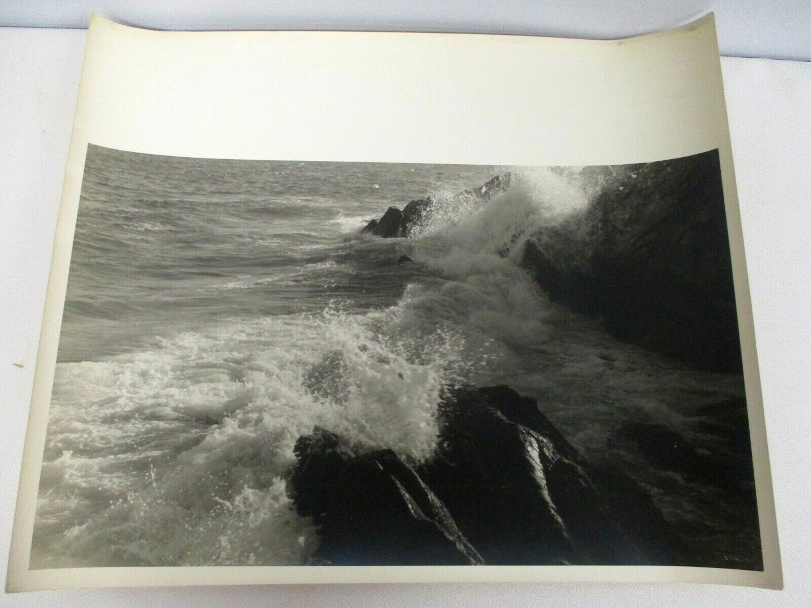 L. WHITNEY STANDISH PHOTOGRAPH NEW ENGLAND CRASHING WAVES ON THE ROCKS ORIGINAL