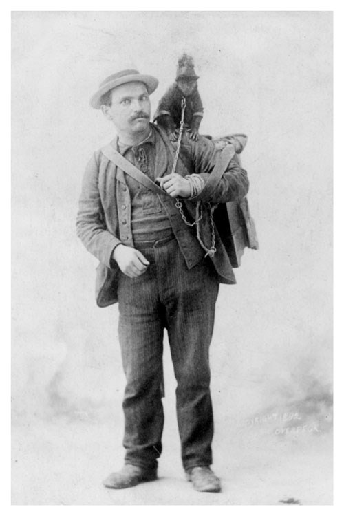 Retro Americana Silver Halide Photo Circa 1892 Organ Grinder With Monkey