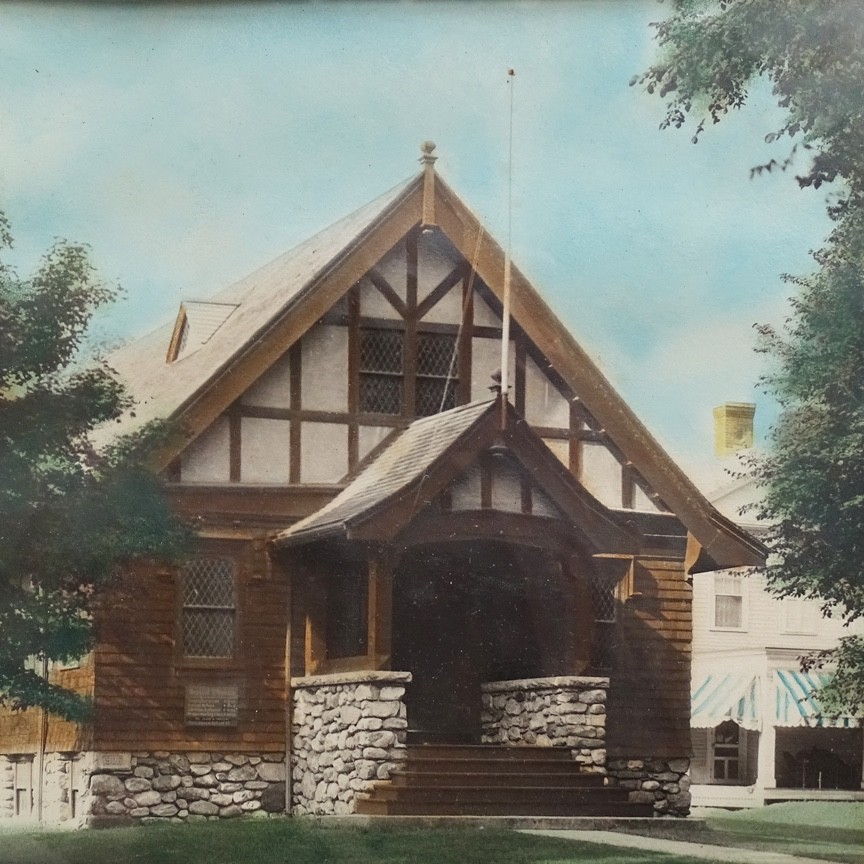 C1900-40 Wallace Nutting Style Hand Colored Photo Craftsman Tudor Bungalow House