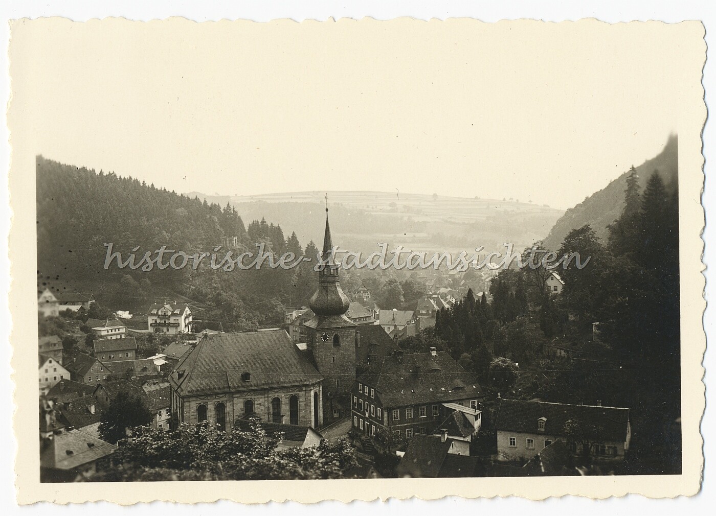 Bad Berneck in the Fichtelgebirge – Church Building Street – Old Photo 1930s