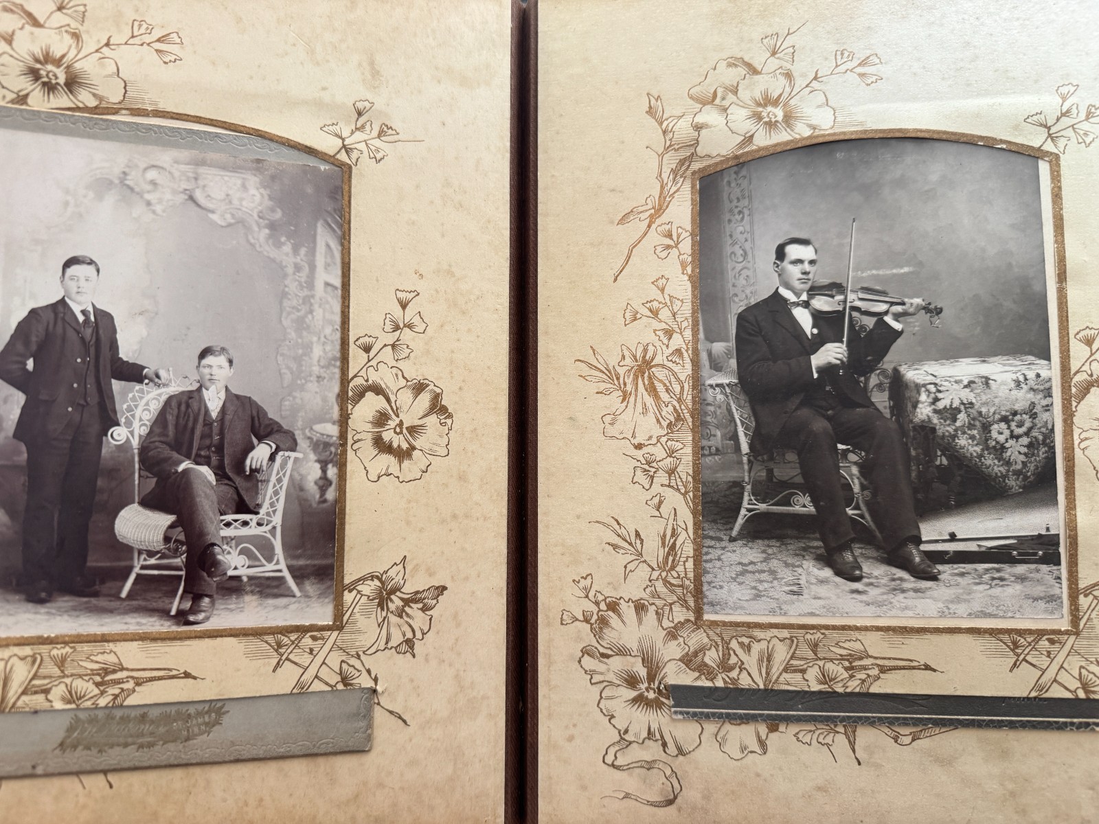 Turn of the Century Photo Album with Deer Emblem with 21 Photos – See Description
