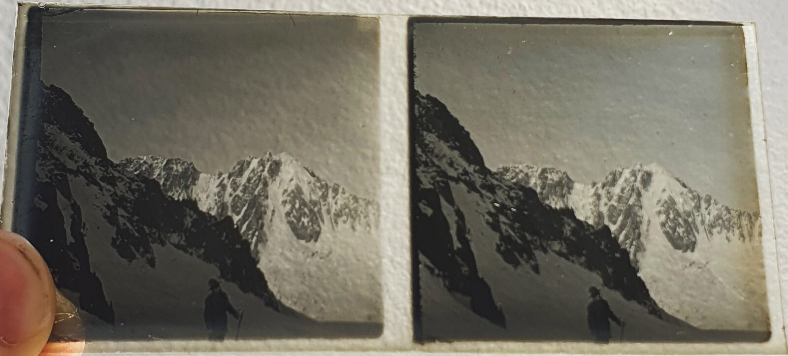 Photo Glass Plaque Early 1900s Mountaineering – 12.5 X 6Cm