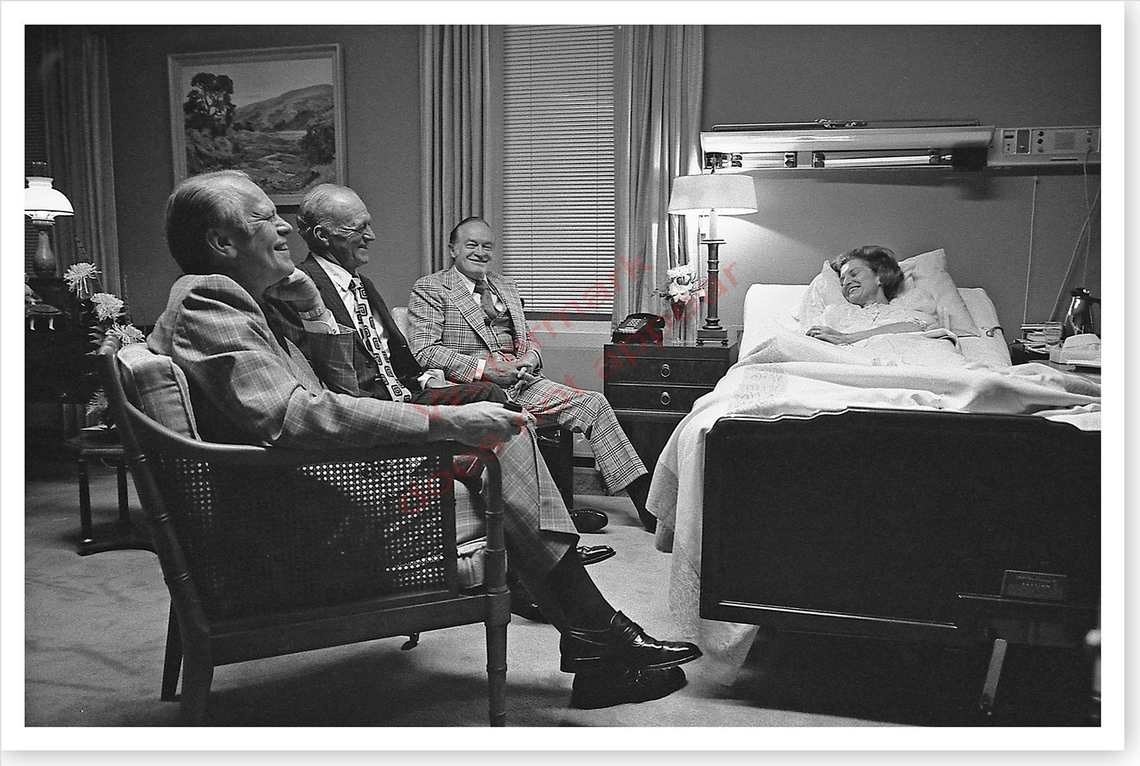Gerald Ford And Bob Hope Visit Betty In Hospital 8×12 Silver Halide Photo