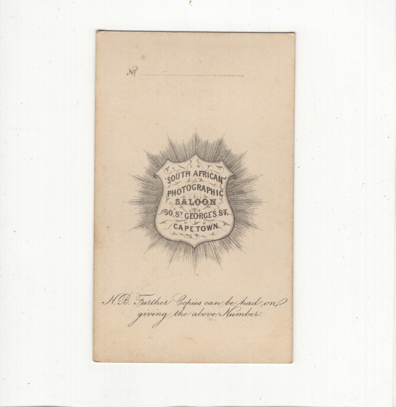 CDV Photo Male Portrait – Cape Town South Africa / Cape Town South Africa 1860s