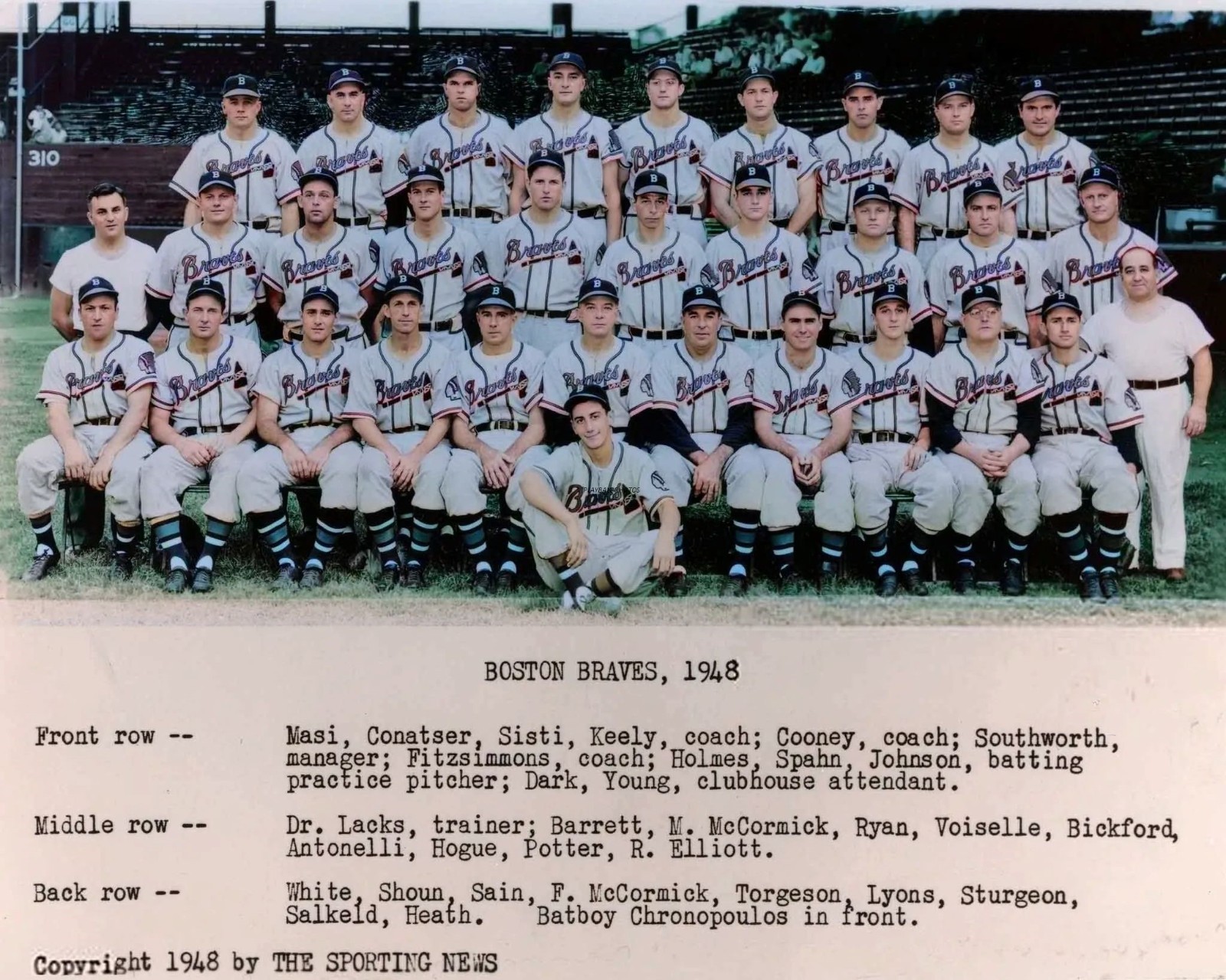 1948-braves-team-color 8×10 Colorized Print-FREE SHIPPING