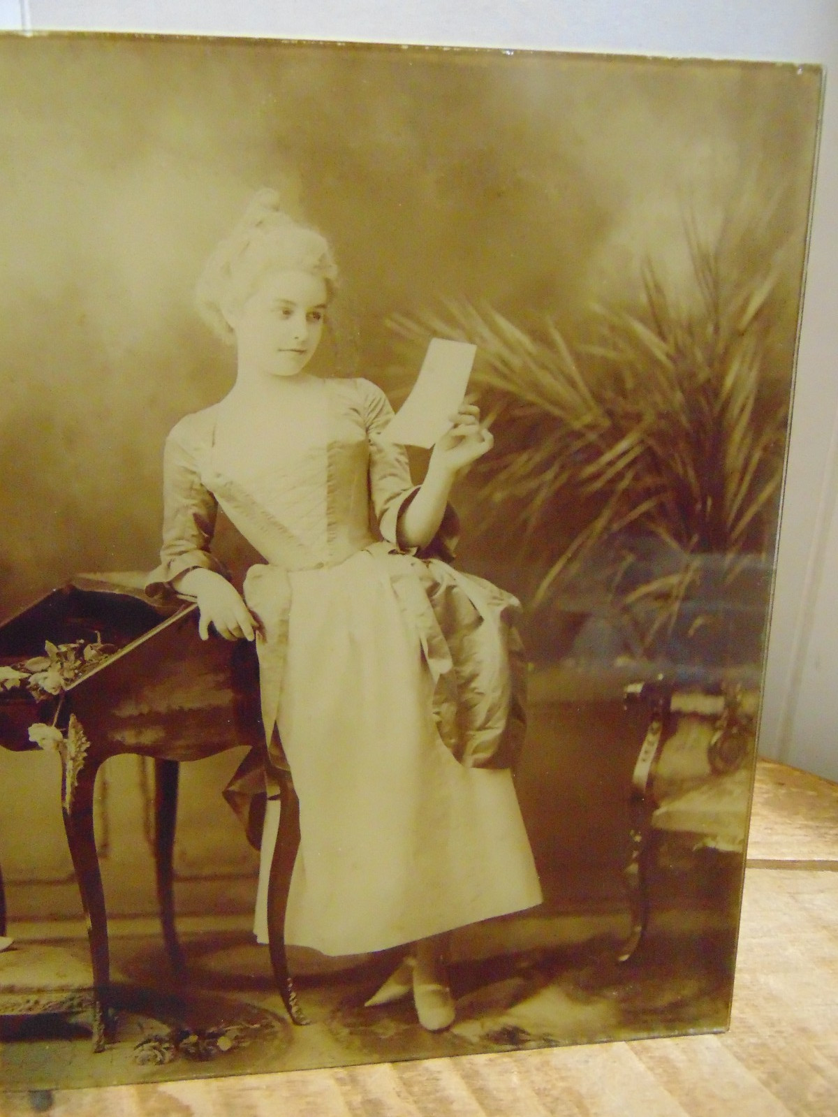 Antique Portrait Photo Woman Child Writing Reading Baker’s Art Gallery 1898 Ohio