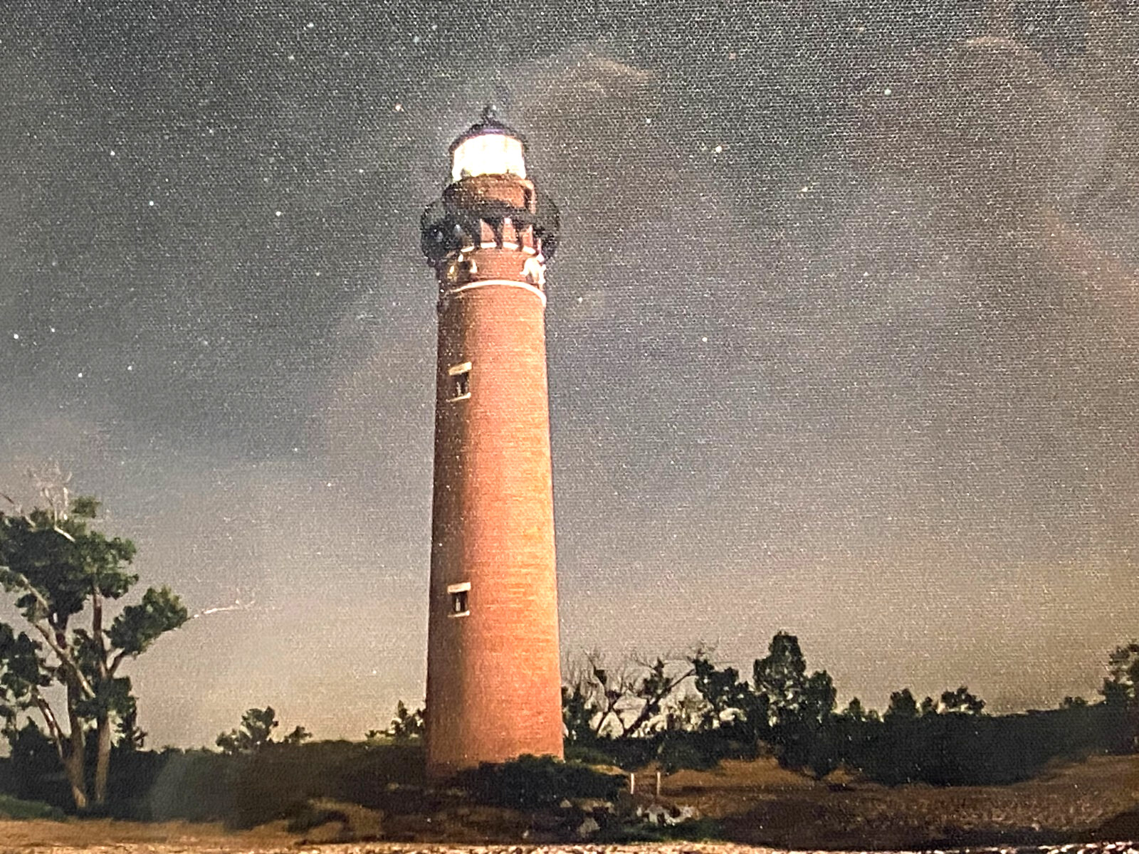 Little Sable Point Lighthouse 16″ x 20″ Nighttime Photograph Printed on Canvas