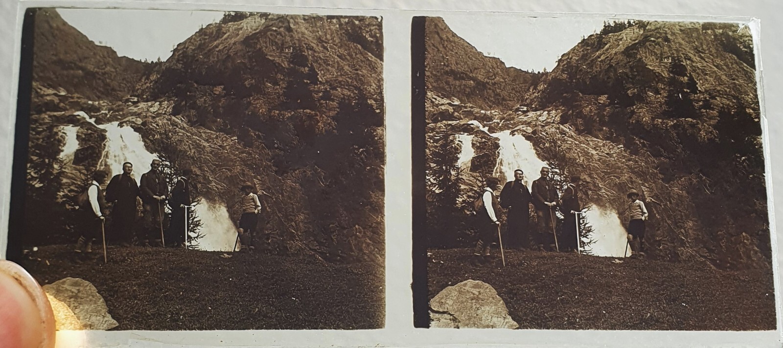 Photo Glass Plaque Early 1900s Mountaineering – 12.5 X 6Cm