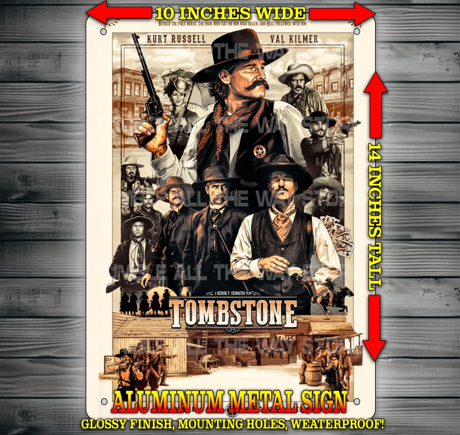 Tombstone 90s Western Wyatt Earp – Doc Holiday Metal Sign Wall Art 10″ x 14″