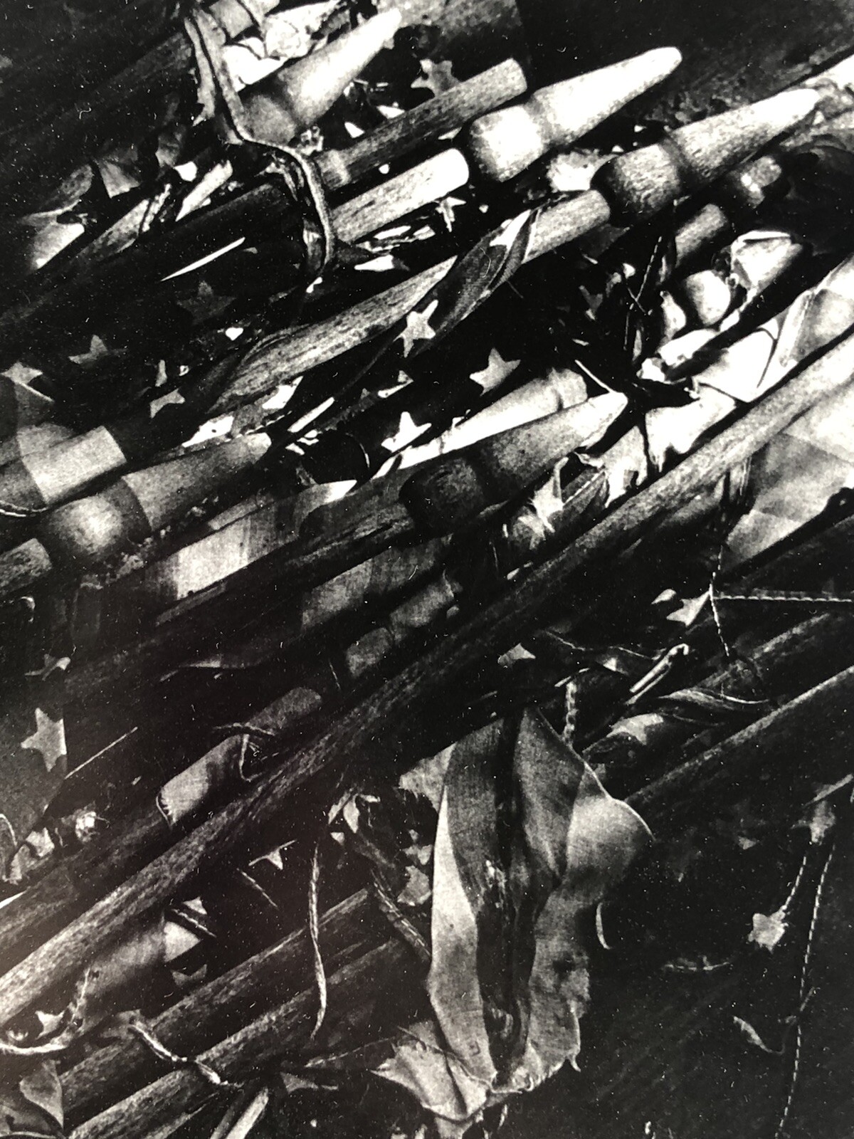Vintage 1975 Photograph Vietnam Era Art Tattered Flags Signed Joseph Duze USA