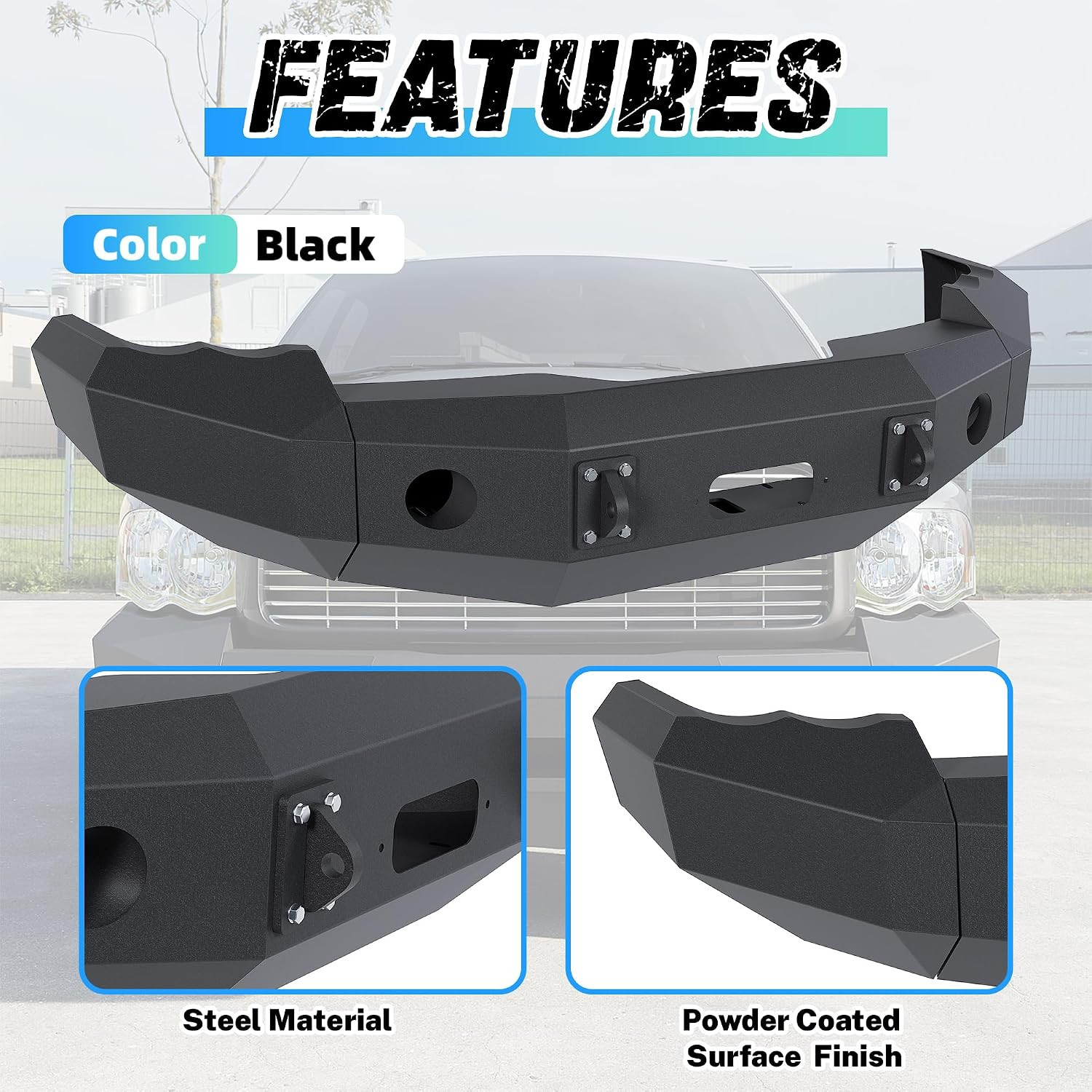 Front Bumper Compatible with 2002 2003 2004 2005 Dodge Ram 1500 W/Winch Plate &